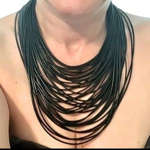 Unique Black Leather Necklace